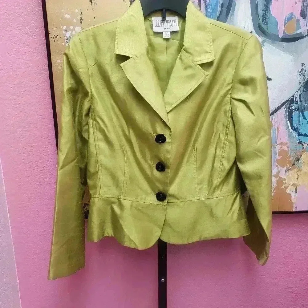 Julian Taylor Size 12 Petite Green Jacket